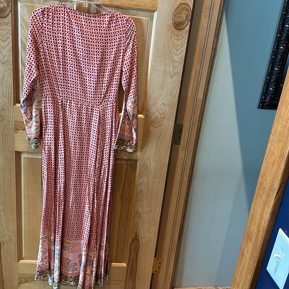 SHEIN Mulvari All Over Print Tie Neck Asymmetrical Hem Dress - Picture 5 of 7